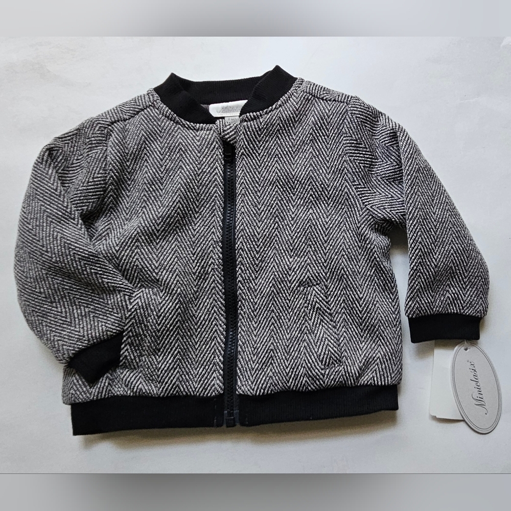 Miniclasix baby boy size 6 months gray black full zip  jacket